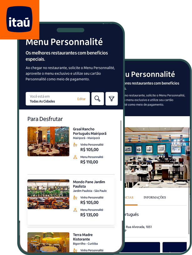 Menu Personnalité Itaú